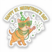 Happy St Meowtrick's Day Party Cat Shutter Shades  シール (正面)