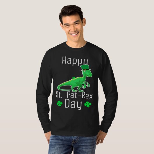 Happy St Pat Rex Day Cute St Patricks Day Dino Din Tシャツ (正面フル)