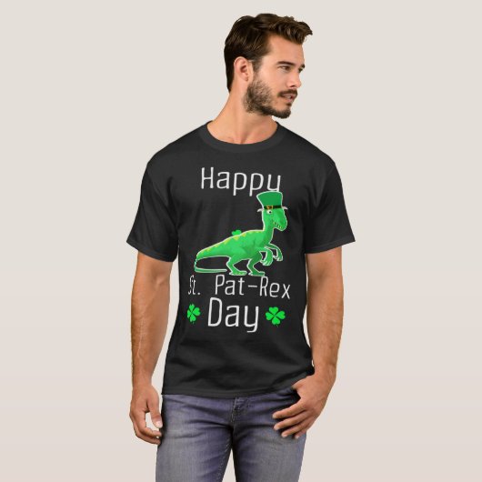 Happy St Pat Rex Day Cute St Patricks Day Dino Din Tシャツ (正面フル)