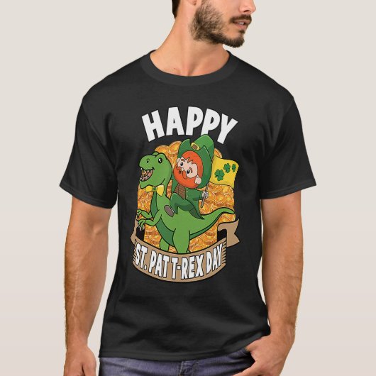 Happy St Pat Rex Day Dino St Patricks Dinosaur Boy Tシャツ (正面)