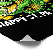 Happy St Pat-rex Day Dinosaur Camo St Patricks Day ポスター (角)