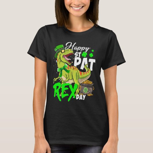 Happy St Pat Rex Day Dinosaur Irish Shamrock St Pa Tシャツ (正面)
