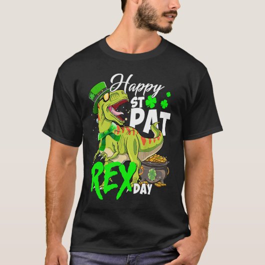 Happy St Pat Rex Day Dinosaur Irish Shamrock St Pa Tシャツ (正面)