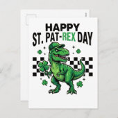 Happy St Pat-Rex Day Dinosaur Party シーズンポストカード (正面/裏面)