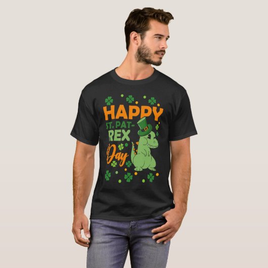 Happy St Pat Rex Day Dinosaur St Patrick's Day Vib Tシャツ (正面フル)