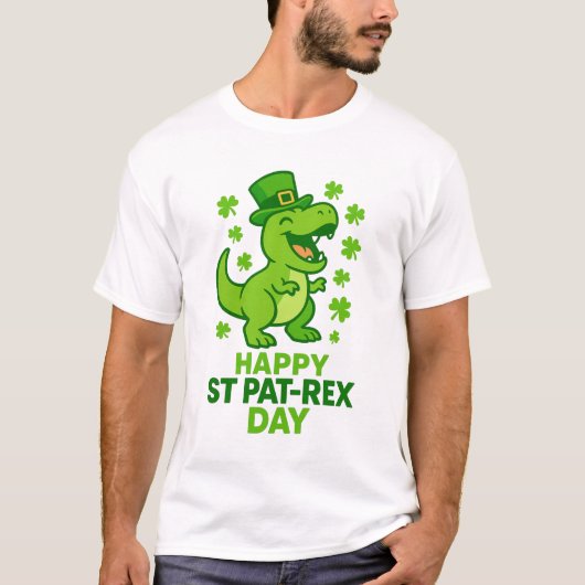 Happy St. Pat-Rex Day Funny Dinosaur Tシャツ (正面)
