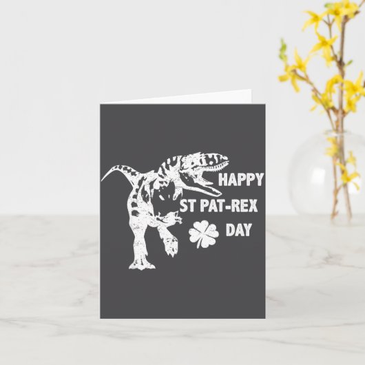 Happy St. Pat-rex Day Funny T-rex Dinosaur St Patr カード (黄色い花)