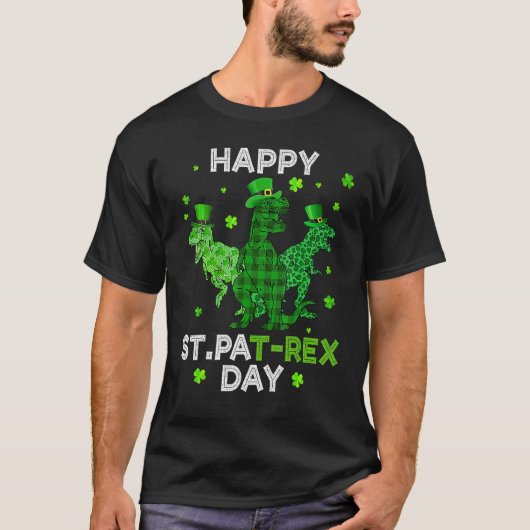 Happy St PAT-Rex Day Green Lucky Shamrock St Patri Tシャツ (正面)