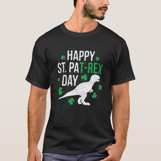 Happy St Pat Rex Day St Patrick PatRex Dinosaur Tシャツ (正面)