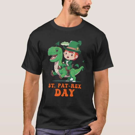 Happy St Pat Rex Day St Patricks Day Rex Leprechau Tシャツ (正面)