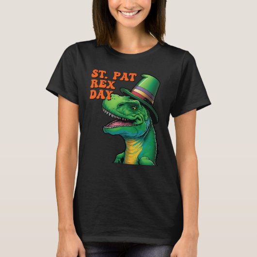 Happy St Pat Rex Day St Patricks Day Rex Leprechau Tシャツ (正面)