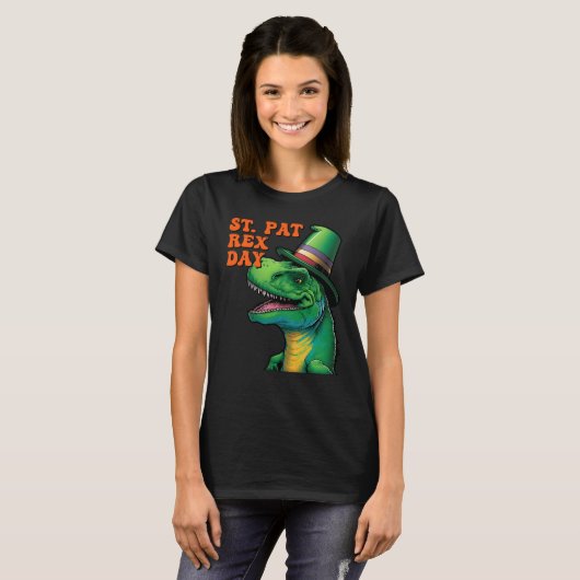 Happy St Pat Rex Day St Patricks Day Rex Leprechau Tシャツ (正面フル)