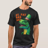 Happy St Pat Rex Day St Patricks Day Rex Leprechau Tシャツ (正面)