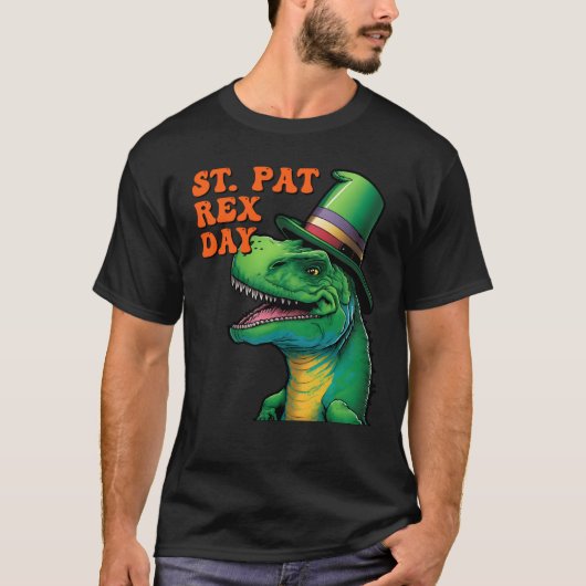 Happy St Pat Rex Day St Patricks Day Rex Leprechau Tシャツ (正面)
