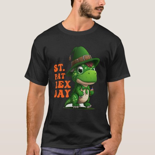 Happy St Pat Rex Day St Patricks Day Rex Leprechau Tシャツ (正面)