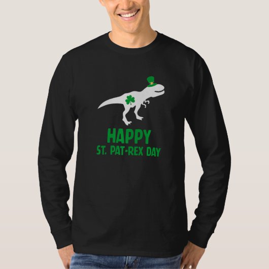 Happy St. Pat-Rex Day Tee St. Patrick`s Day Dinosa Tシャツ (正面)