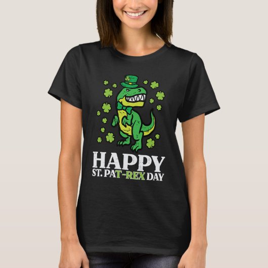 Happy St Pat Rex Dino Saint Patricks Day Trex Boys Tシャツ (正面)