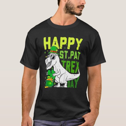 Happy St PaT Rex Dinosaur Saint Patrick's Day For  Tシャツ (正面)