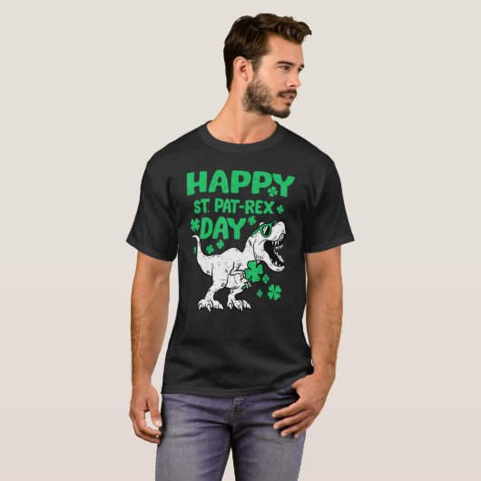 Happy St PaT Rex Dinosaur Saint Patrick's Day Todd Tシャツ (正面フル)