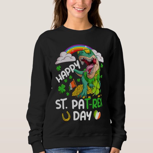 Happy St PaT Rex Dinosaur Trex Dino Saint Patrick' スウェットシャツ (正面)