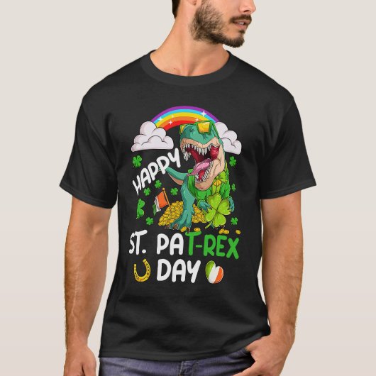 Happy St PaT Rex Dinosaur Trex Dino Saint Patrick' Tシャツ (正面)