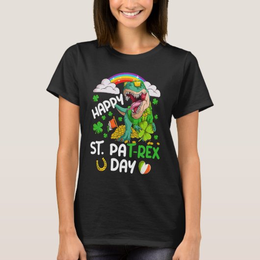 Happy St PaT Rex Dinosaur Trex Dino Saint Patrick' Tシャツ (正面)