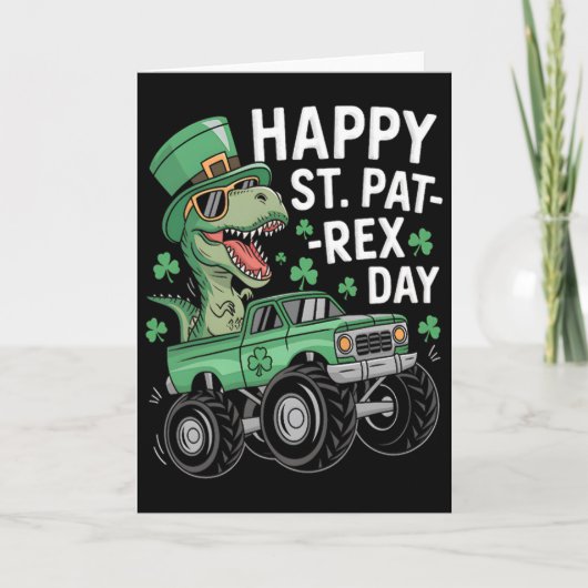 Happy St Pat-rex Patricks Day Dinosaur Monster Tru カード (正面)