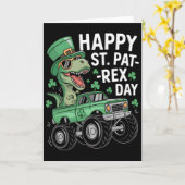 Happy St Pat-rex Patricks Day Dinosaur Monster Tru カード (黄色い花)