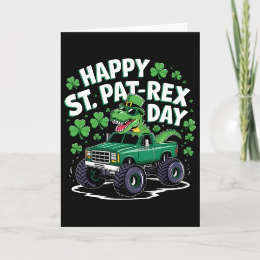 Happy St Pat-rex Patricks Day Dinosaur Monster Tru カード (正面)