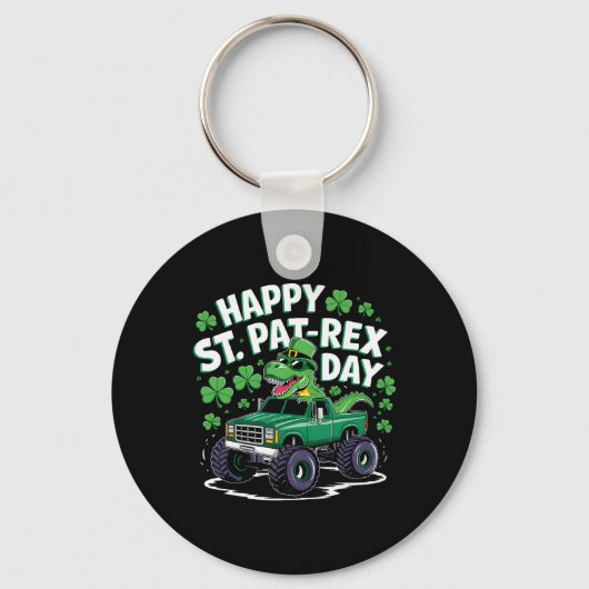 Happy St Pat-rex Patricks Day Dinosaur Monster Tru キーホルダー (正面)