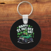 Happy St Pat-rex Patricks Day Dinosaur Monster Tru キーホルダー (正面)