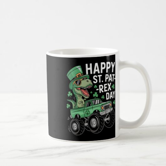 Happy St Pat-rex Patricks Day Dinosaur Monster Tru コーヒーマグカップ (右)