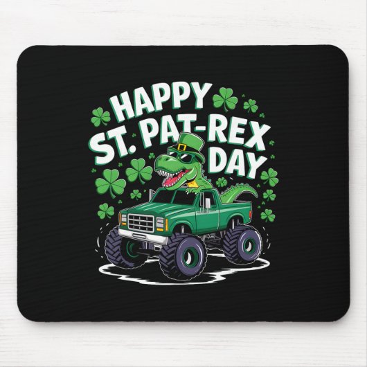 Happy St Pat-rex Patricks Day Dinosaur Monster Tru マウスパッド (正面)