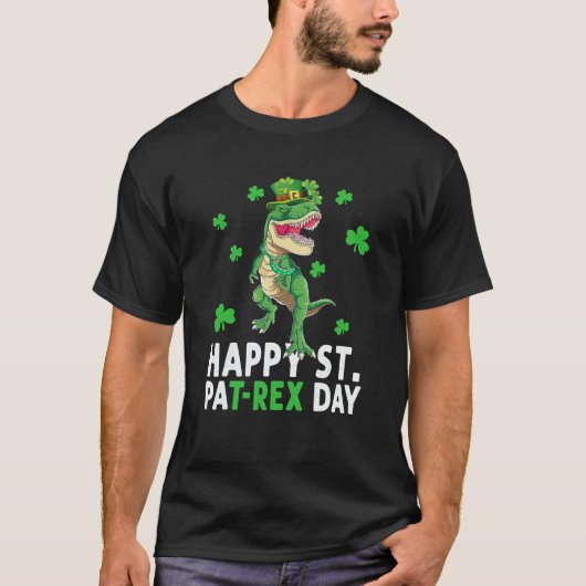 Happy St Pat Rex Saint Patrick's Day Dinosaur Boys Tシャツ (正面)