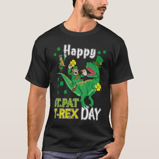 Happy St Pat Rex Saint Patrick's Day Leprechaun Di Tシャツ (正面)