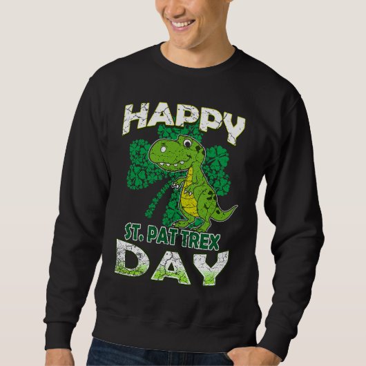 Happy St Pat Rex St Patrick's Day Cute Dinosaur Ki スウェットシャツ (正面)