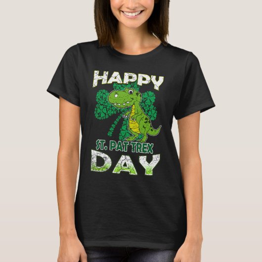 Happy St Pat Rex St Patrick's Day Cute Dinosaur Ki Tシャツ (正面)