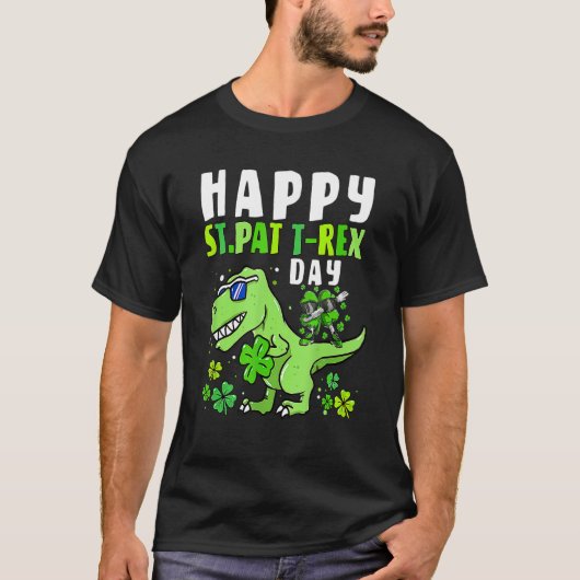 Happy St Pat T Rex Dabbing Shamrock St Patrick's D Tシャツ (正面)