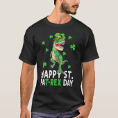 Happy St Pat T Rex Saint Patrick's Day Dinosaur Bo Tシャツ (正面)