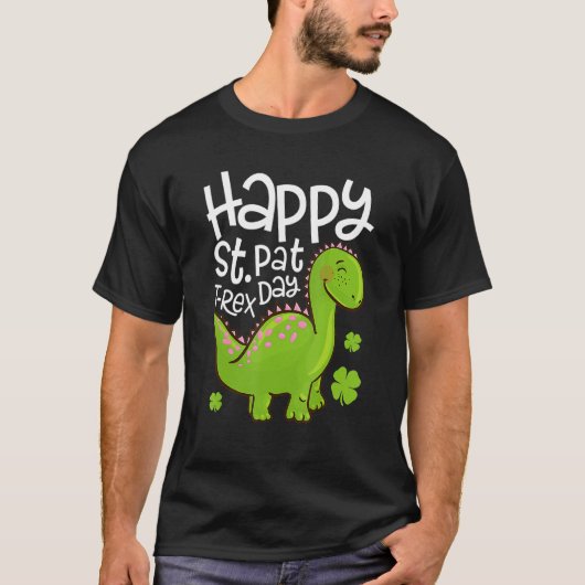 Happy St Pat T Rex Saint Patrick's Day Dinosaur Bo Tシャツ (正面)
