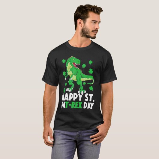 Happy St Pat T Rex Saint Patrick's Day Dinosaur Bo Tシャツ (正面フル)