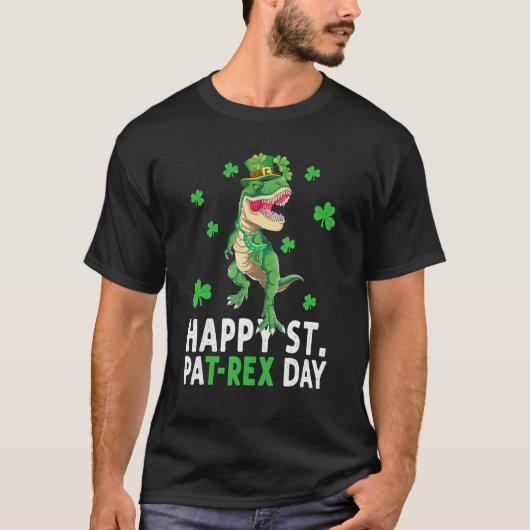 Happy St Pat T Rex Saint Patrick's Day Dinosaur Bo Tシャツ (正面)