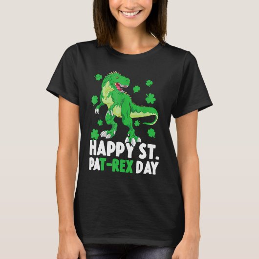 Happy St Pat T Rex Saint Patrick's Day Dinosaur Bo Tシャツ (正面)