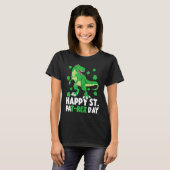 Happy St Pat T Rex Saint Patrick's Day Dinosaur Bo Tシャツ (正面フル)