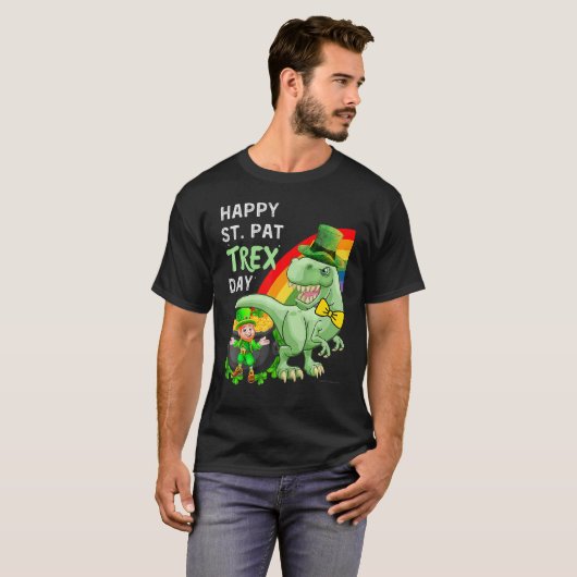 Happy St Pat T Rex Saint Patrick's Day Dinosaur Tシャツ (正面フル)