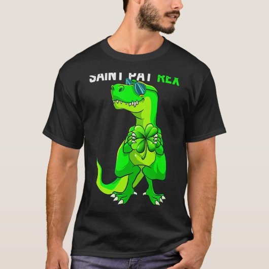 Happy St Pat T Rex Saint Patrick's Day Funny Dinos Tシャツ (正面)