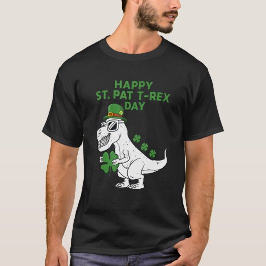 Happy St Pat Trex Day Dino Patricks Day Lucky Todd Tシャツ (正面)