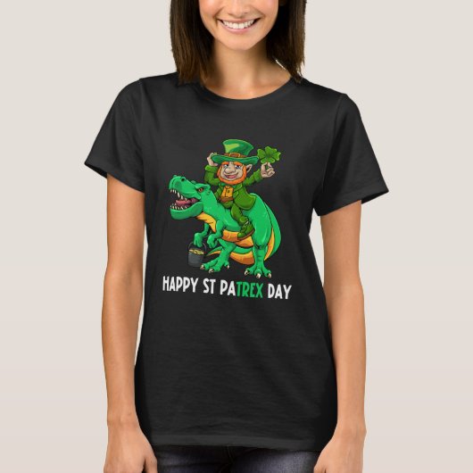 Happy St Pat Trex Day Dino St Patricks Day Leprech Tシャツ (正面)