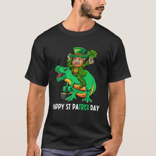 Happy St Pat Trex Day Dino St Patricks Day Leprech Tシャツ (正面)