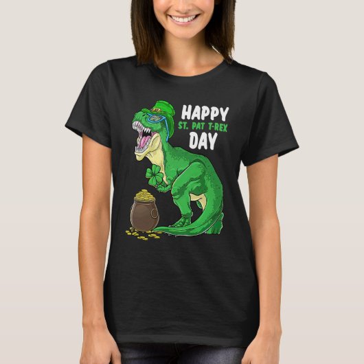 Happy St Pat Trex Day Dino St Patricks Day Toddler Tシャツ (正面)